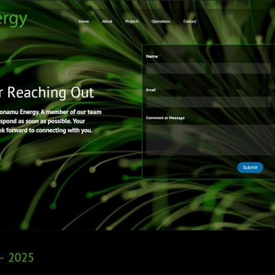 Modern Sonamu Energy webpage featuring branded graphics, structured layouts, and professional UI design by Alchemy Imageworks.