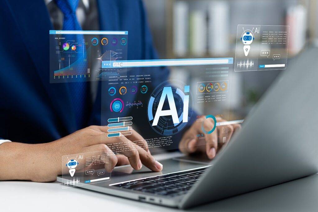 Illustration of AI tools helping businesses personalize marketing and automate customer experiences
