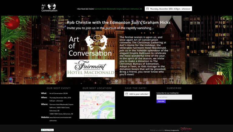 Art of Conversation Christmas event at Fairmont Hotel