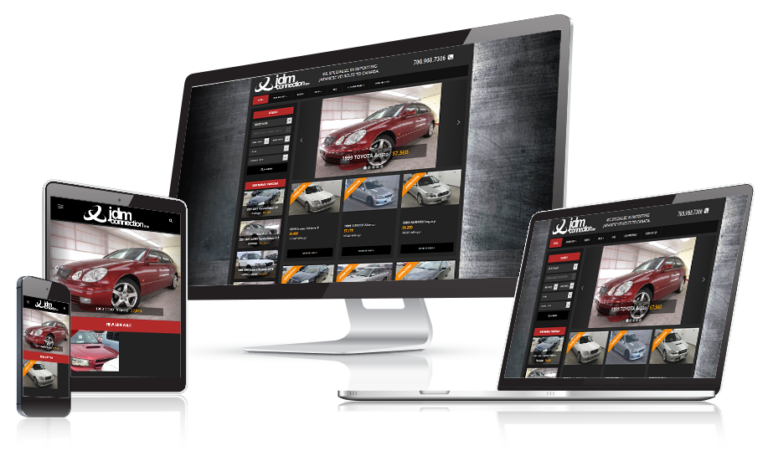 JDM Auto website design by Alchemy Imageworks displayed on multiple devices