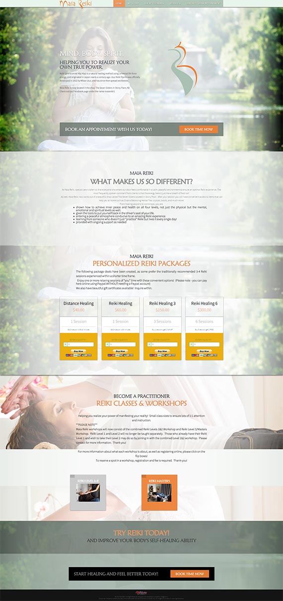 Maia Reiki healing services website homepage design
