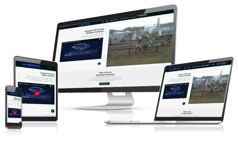 Meridian Pipelines website design by Alchemy Imageworks displayed on multiple devices