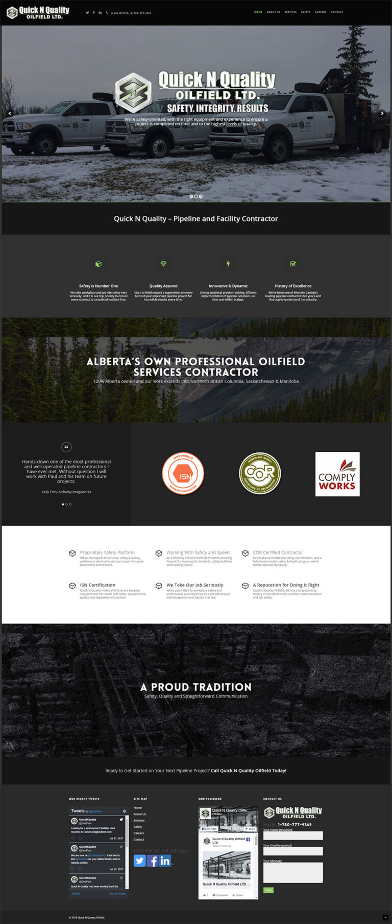 Quick N Quality Oilfield services website homepage