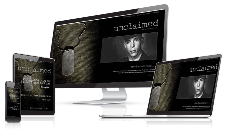 Unclaimed documentary website displayed on multiple devices