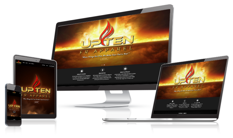 UpTen FR Apparel website displayed on multiple devices